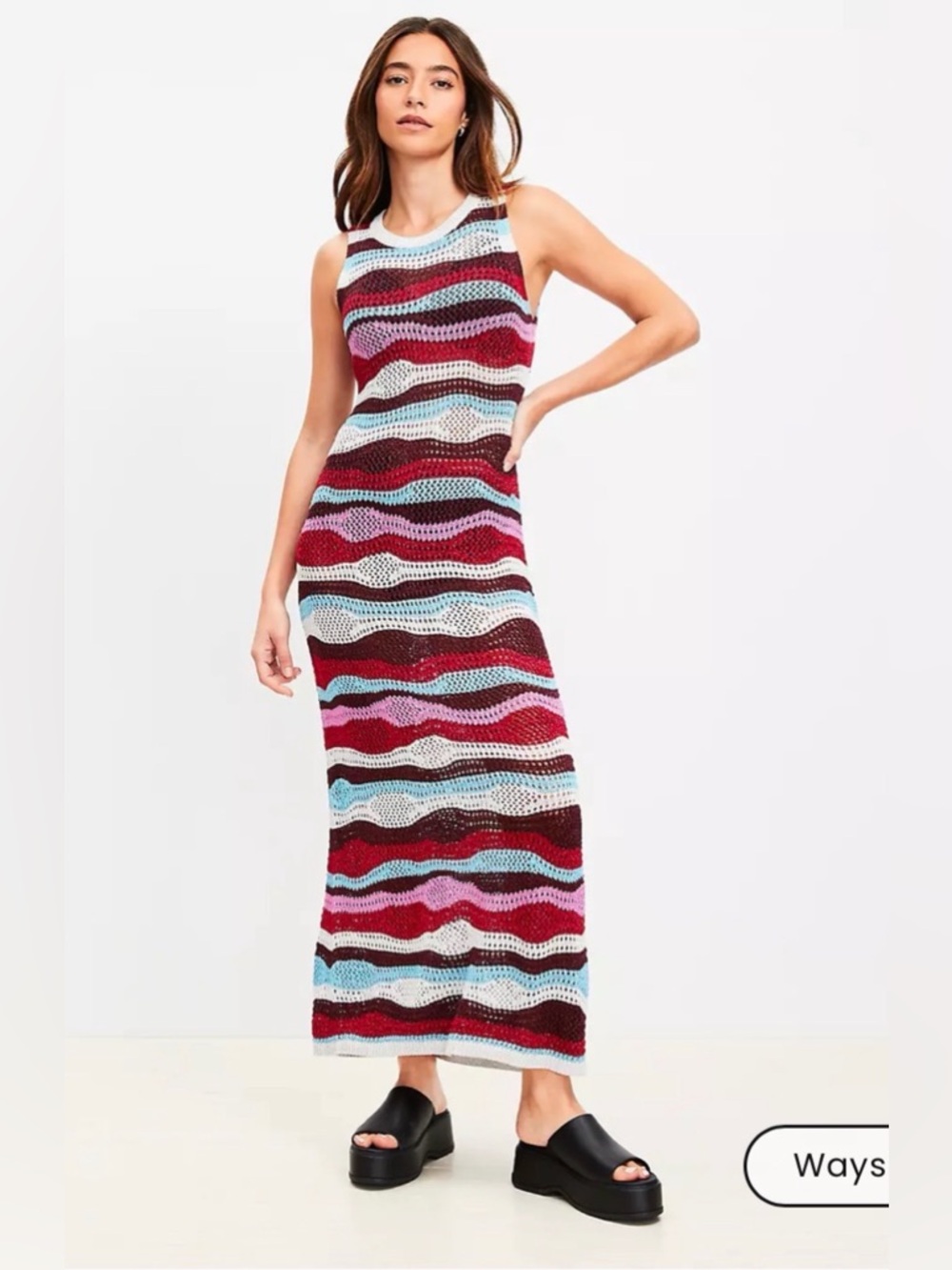 LOFT beach shimmer wave Multicolor Knit crochet Maxi Dress